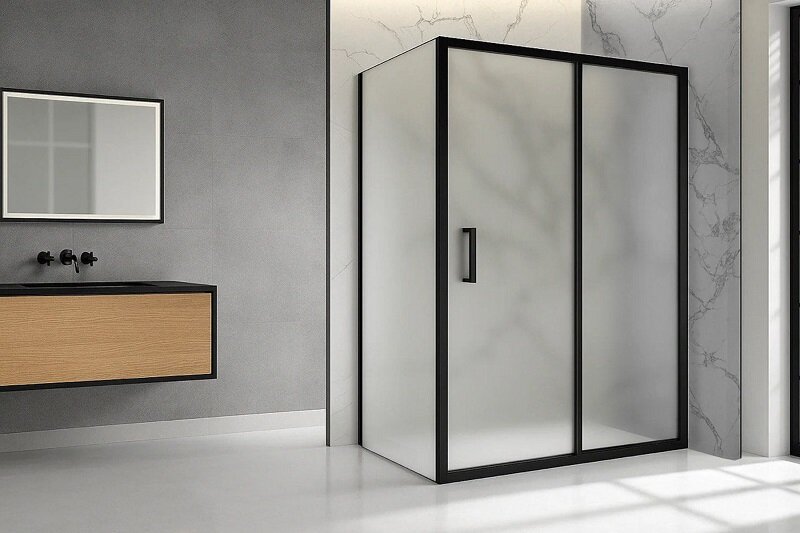 Изображение товара Душевой уголок Royal Bath Accord RB9155HPS-C-BL 155x90 см с матовым стеклом и черным профилем