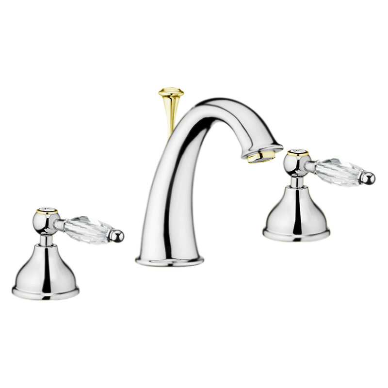 Изображение товара Смеситель для раковины Webert Alexandra AL750101017 хром/золото, ручки Swarovski