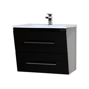 Изображение товара Тумба под раковину Bellezza Берта 75 см подвесная черная влагостойкая