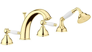 Изображение товара Смеситель на борт ванны Webert Dorian DO730101010 на 4 отверстия, золото