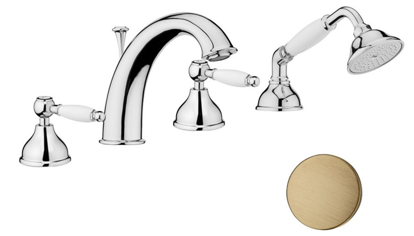 Изображение товара Современный бронзовый смеситель на борт ванны Webert Dorian с душевым гарнитуром