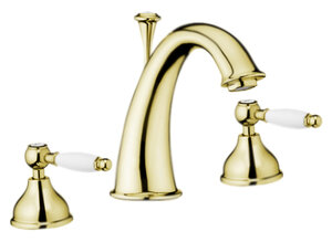 Изображение товара Смеситель для раковины Webert Dorian с донным клапаном золото двухвентильный