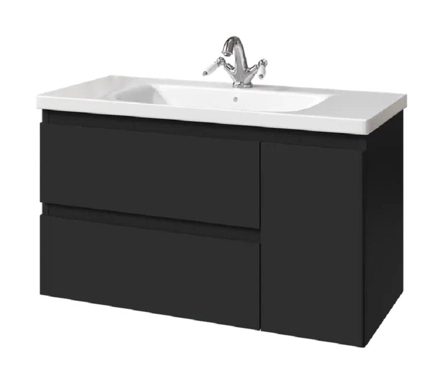Изображение товара Тумба под раковину Caprigo Forte 36115R 100 см черный матовый подвесная