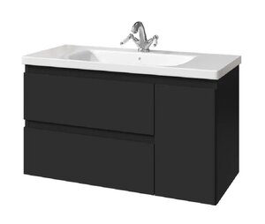 Изображение товара Тумба под раковину Caprigo Forte 36115R eml-020.000.00.05, 100 см подвесная, дверь справа, чёрный матовый