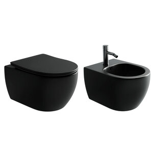 Изображение товара Комплект подвесного унитаза с биде Ceramicanova Play CN3001MB/CN3002MB, Rimless, черный матовый, сантехфарфор