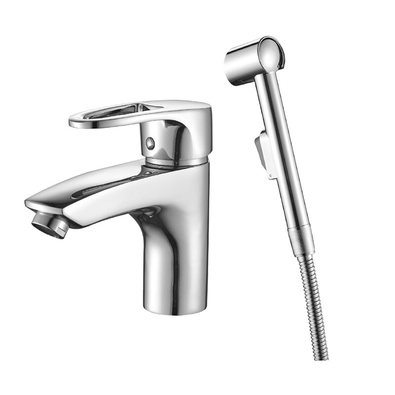 Изображение товара Смеситель Decoroom DR70015 для раковины с гигиеническим душем, хром Изображение товара Смеситель Decoroom DR70015 для раковины с гигиеническим душем, хром