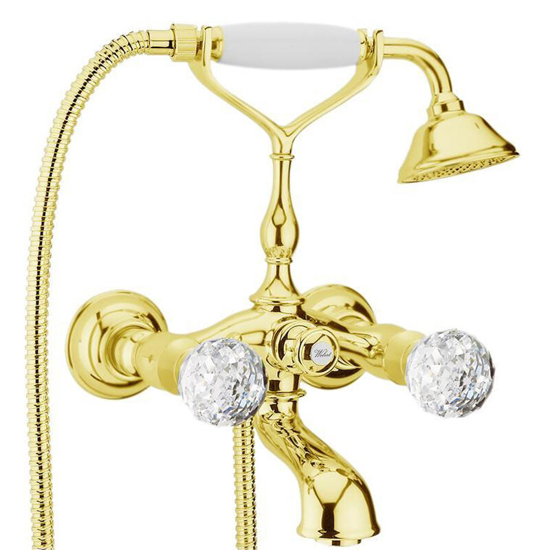 Изображение товара Смеситель для ванны и душа Webert Karenina KA720201010 золото, ручки Swarovski