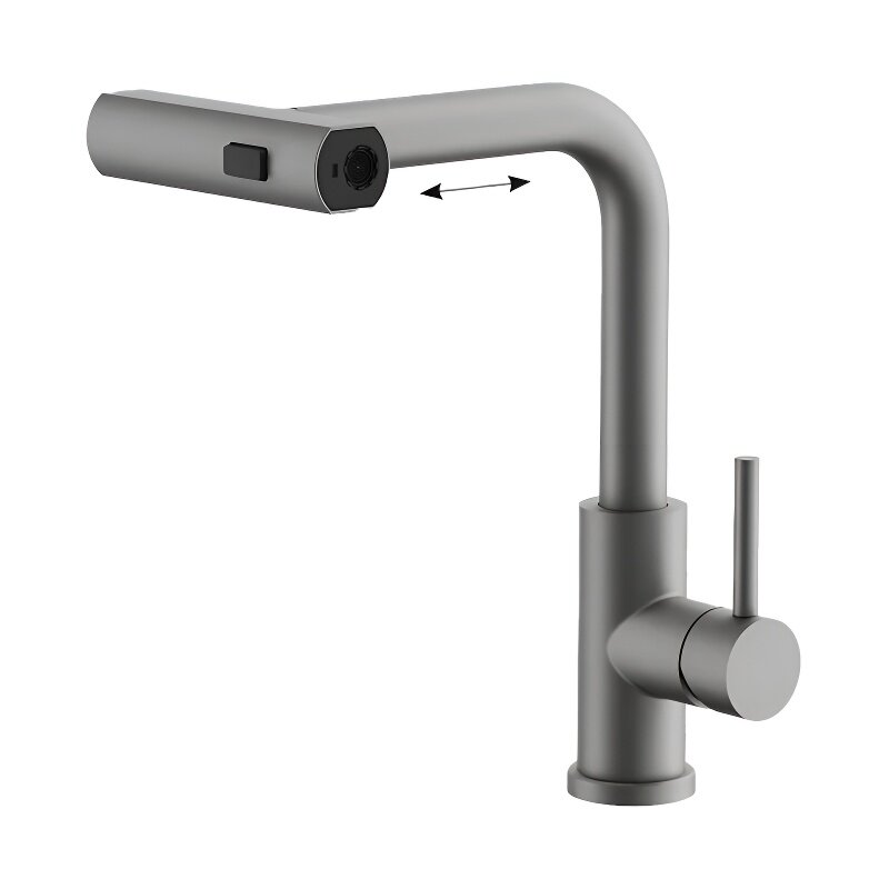 Изображение товара Смеситель для кухонной мойки Belz B74811-3 оружейная сталь поворотный выдвижной