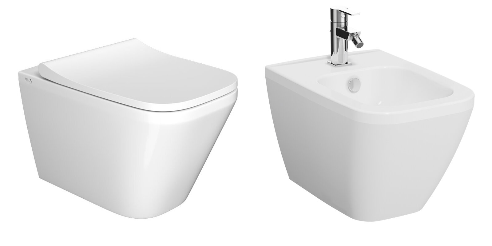 Изображение товара Комплект подвесного унитаза с биде Vitra Integra 7082B003-0075/191-003-009/ 7083B003-0288 белый