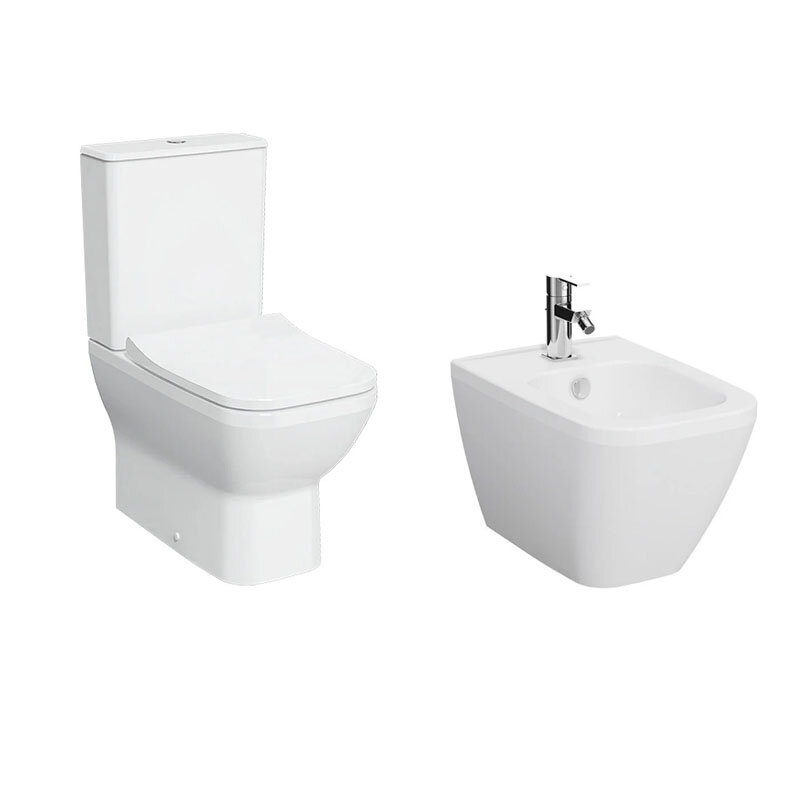 Изображение товара Комплект унитаз с биде Vitra Integra Square, напольный, белый, современный дизайн