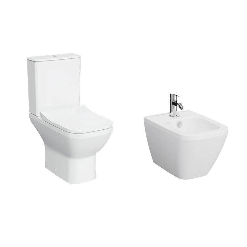 Изображение товара Комплект унитаз с биде Vitra Integra Square белый, напольный, безободковый