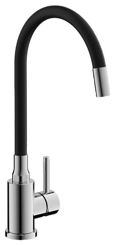 Изображение товара Смеситель Belz B73809-7 для кухонной мойки, гибкий излив, хром, черный матовый