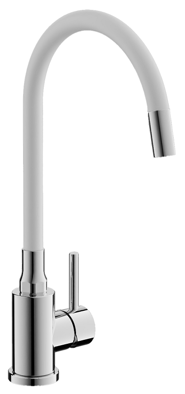 Изображение товара Смеситель Belz B73809-8 для кухонной мойки, гибкий излив, хром, белый матовый