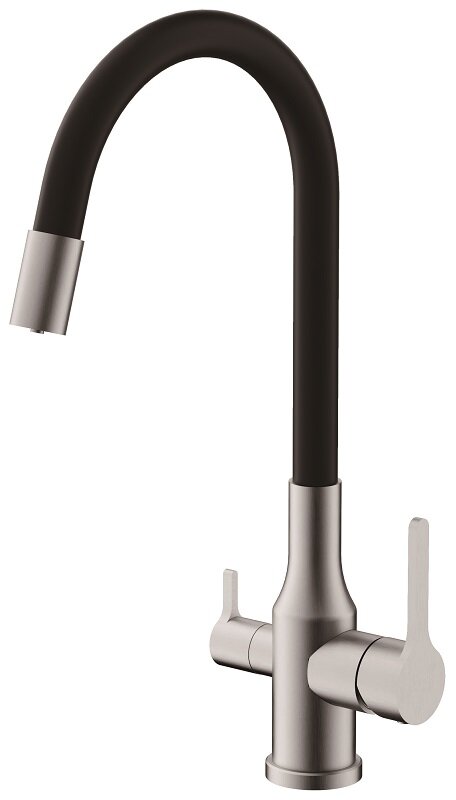 Изображение товара Смеситель Belz B76814-1 для кухонной мойки с гибким изливом и сатиновым черным матовым покрытием