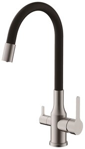 Изображение товара Смеситель Belz B76814-1 для кухонной мойки, гибкий излив, сатин, черный матовый