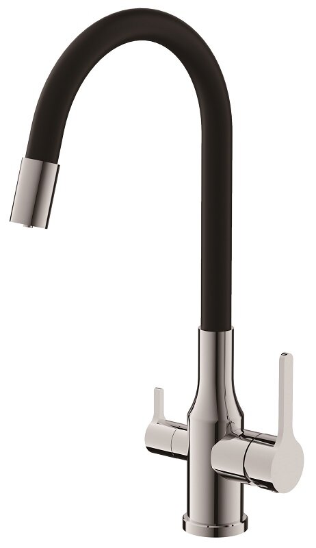 Изображение товара Смеситель Belz B76814 для кухонной мойки с гибким изливом, хром/черный матовый