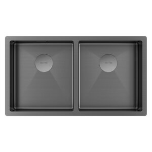 Изображение товара Мойка кухонная Paulmark Next 78/2 UNI PM207844-GM, 78 см, цвет вороненая сталь