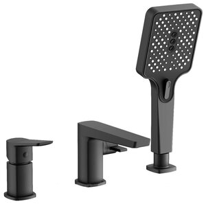 Изображение товара Смеситель для ванны Belz B715 B66715-7 черный матовый, однорычажный, на борт ванны, 3 режима душа