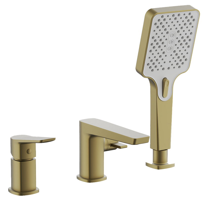 Изображение товара Смеситель Belz B715 B66715-5 на борт ванны золото 3 режима лейки крепеж