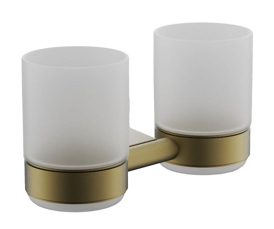 Изображение товара Стакан для зубных щеток Belz B913 B91308, настенный двойной из стекла и нержавеющей стали, золото