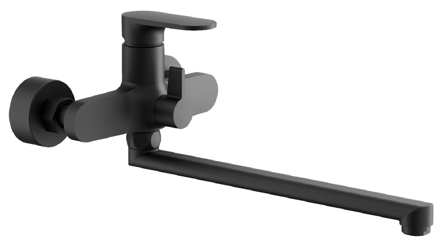 Изображение товара Смеситель Belz B713 B22713-3 для ванны и души, с душевым гарнитуром, черный матовый