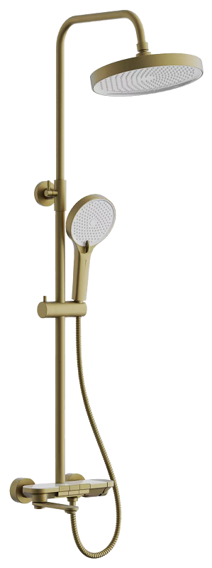 Изображение товара Душевая система Belz B25713-5 золото монтаж вертикальный круглый верхний душ 3 режима