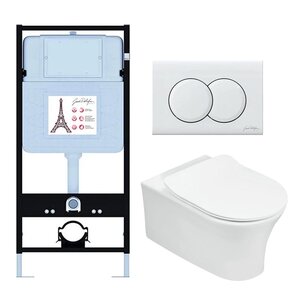 Изображение товара Инсталляция Jacob Delafon E21731RU-00, с безободковым унитазом Aleo, сиденье с микролифтом, клавиша белая глянцевая Изображение товара Инсталляция Jacob Delafon E21731RU-00, с безободковым унитазом Aleo, сиденье с микролифтом, клавиша белая глянцевая