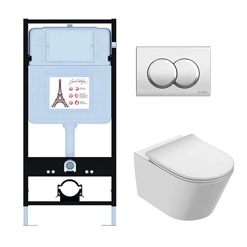 Изображение товара Инсталляция Jacob Delafon для безободкового унитаза Bastille с микролифтом и кнопкой хром