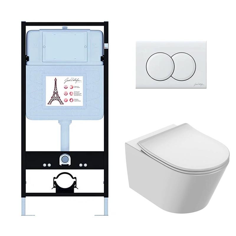Изображение товара Инсталляция Jacob Delafon EDAB103-00 с безободковым унитазом Bastille и аксессуарами