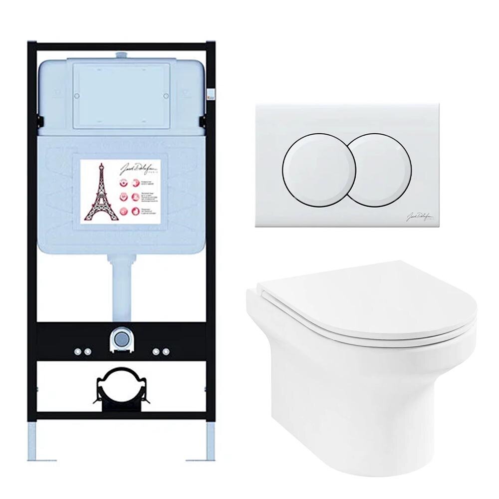 Изображение товара Унитаз подвесной Jacob Delafon Elite EDX114RU-00 с инсталляцией (безободковый) и сиденьем с микроли