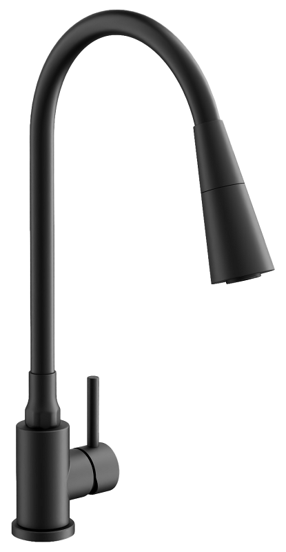 Изображение товара Смеситель Belz B74810-7 для кухонной мойки, гибкий излив, черный матовый