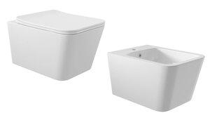Изображение товара Комплект подвесного унитаза с биде Aqueduto Macio MAC0120/MAC0320, белый матовый