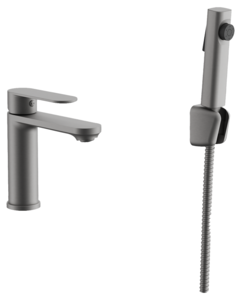 Изображение товара Смеситель для раковины Belz B713 B12713-3 с гигиенической лейкой, оружейная сталь