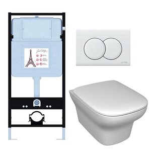 Изображение товара Инсталляция Jacob Delafon E21747RU-00, с безободковым унитазом Vox, сиденье с микролифтом, клавиша белая глянцевая Изображение товара Инсталляция Jacob Delafon E21747RU-00, с безободковым унитазом Vox, сиденье с микролифтом, клавиша белая глянцевая