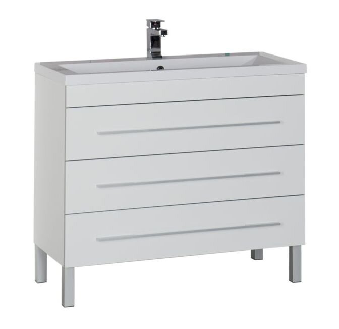Изображение товара Тумба под раковину Aquanet Верона 100 напольная 3 ящика белая Россия