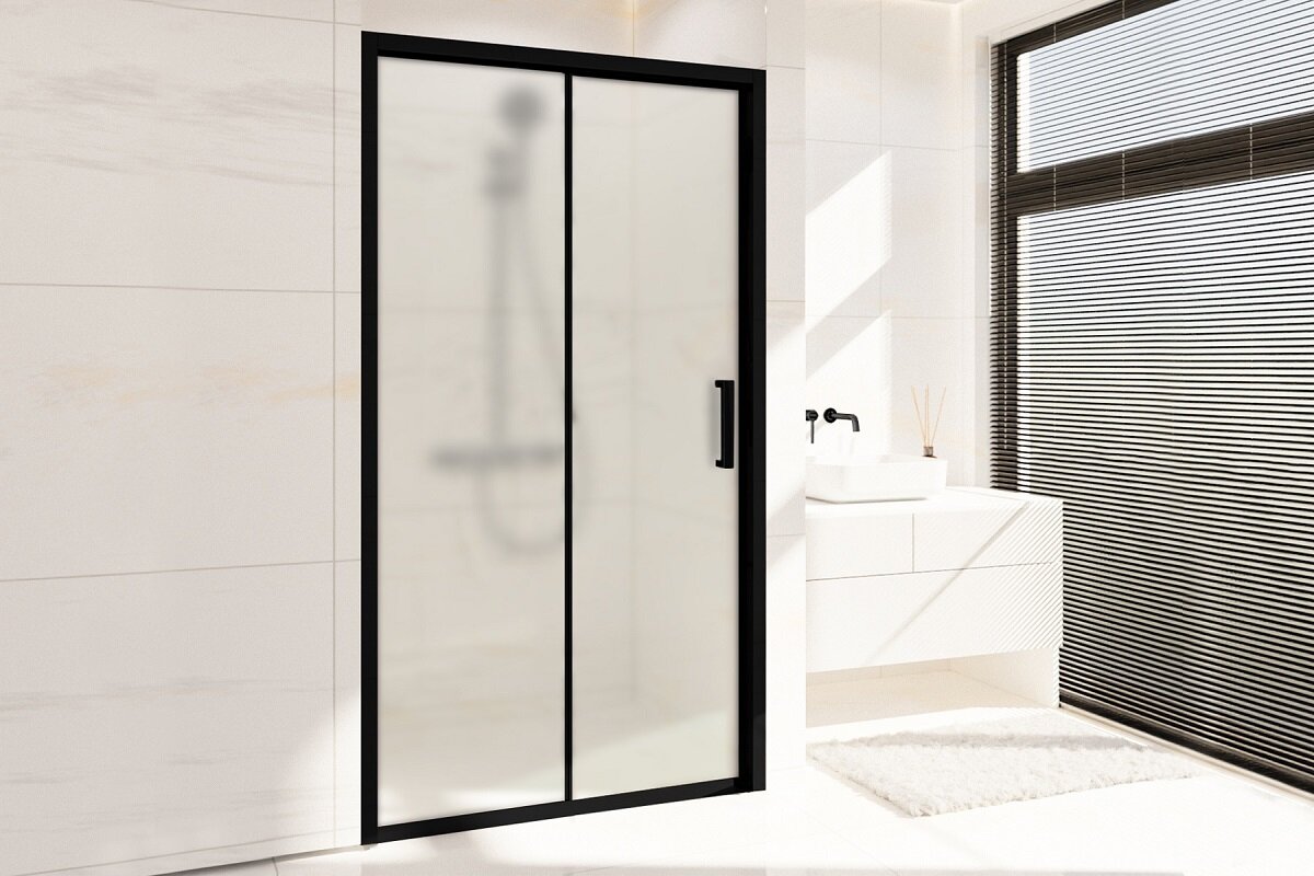 Изображение товара Душевая дверь в нишу Royal Bath Accord RB100HS-C-BL 100x200 см раздвижная матовое стекло черный