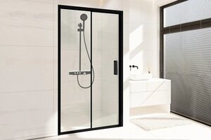Изображение товара Душевая дверь в нишу Royal Bath Accord RB150HS-T-BL 150 см раздвижная стекло черный профиль