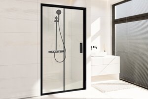 Изображение товара Душевая дверь в нишу Royal Bath Accord RB165HS-T-BL, 165 см, стекло прозрачное, профиль черный
