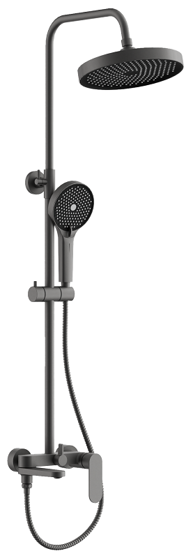 Изображение товара Душевая система Belz B24713-3 с изливом и регулируемой штангой, оружейная сталь