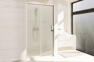 Изображение товара Душевая дверь в нишу Royal Bath Accord RB120HS-T-ST, 120 см, стекло прозрачное, профиль сатин