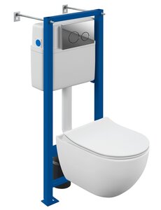 Изображение товара Инсталляция Cersanit Vector 68302, с подвесным безободковым унитазом Brasko Smart, белый, сиденье микролифт, клавиша хром Изображение товара Инсталляция Cersanit Vector 68302, с подвесным безободковым унитазом Brasko Smart, белый, сиденье микролифт, клавиша хром