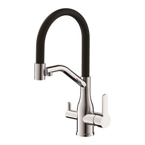 Изображение товара Смеситель Belz B815 B78815-1 для кухонной мойки, гибкий излив, с подключением фильтра, черный матовый, сатин