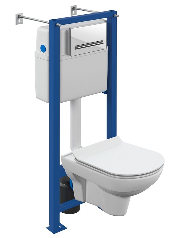 Изображение товара Инсталляция для унитаза Cersanit Vector 64439 с подвесным унитазом City Smart и сиденьем микролифт