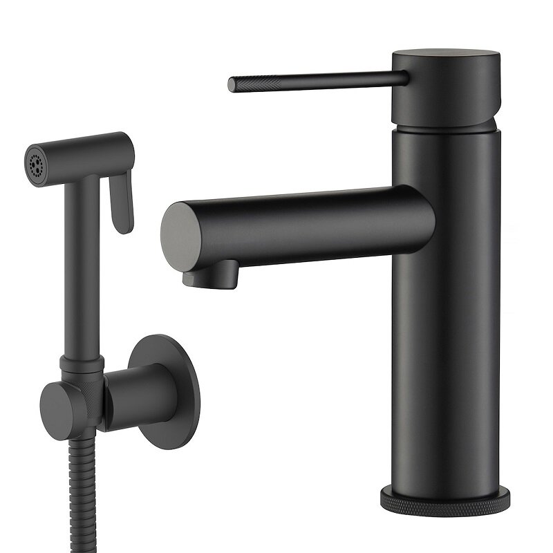 Изображение товара Смеситель для раковины Timo Saona 2360 с гигиеническим душем черный