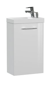 Изображение товара Тумба с раковиной Cersanit Lara 64179, 40 см, подвесная, в комплекте смеситель, дозатор, сифон, белая