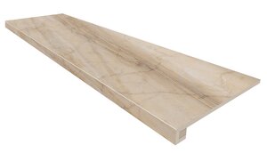 Изображение товара Ступень керамогранит Estima Bernini BR01 33x120 см без насечек + подступенок 14.5x120 см, бежевый
