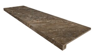 Изображение товара Ступень, керамогранит Estima Bernini BR04 67325, 33 x 120 см без насечек+Подступенок 14.5 x 120 см, dark brown