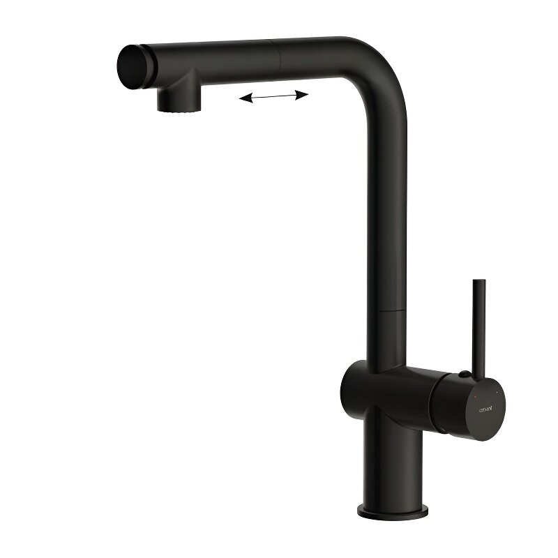 Изображение товара Смеситель Cersanit Flavis 68237, для кухонной мойки, с выдвижным изливом, черный матовый