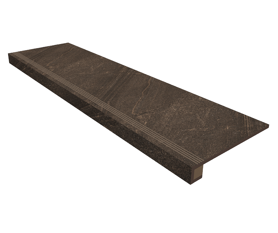 Изображение товара Керамогранит для лестниц Estima Gabbro GB04 33x120 см с насечками и подступенки 14.5x120 см коричне