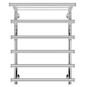 Изображение товара Полотенцесушитель водяной Secado Турин 6 СП 4603777447267, ширина 40 см, высота 80 см, нижнее подключение 30 см, с полкой, цвет хром, 80x40x50